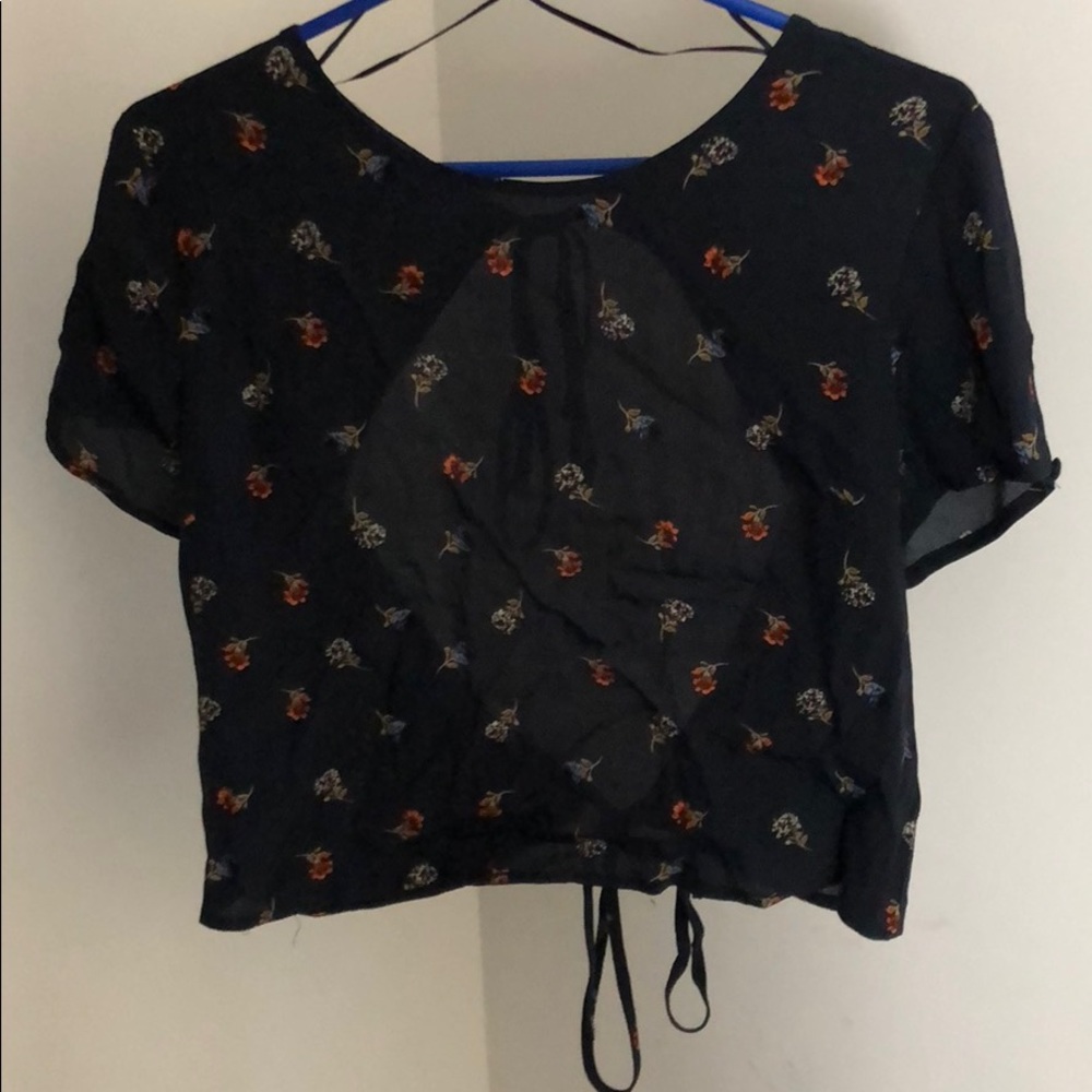 Floral Crop Top W/ Open Back